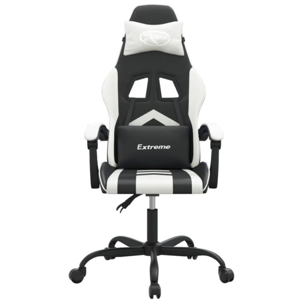 Obrotowy fotel gamingowy, czarno-biały, sztuczna skóra - obrazek 3