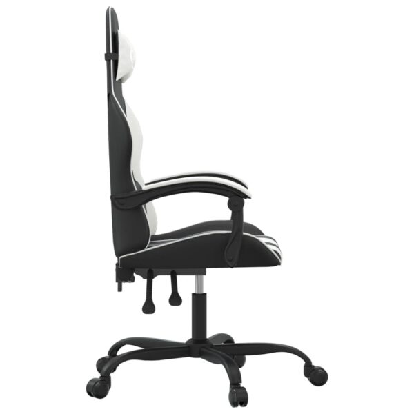 Obrotowy fotel gamingowy, czarno-biały, sztuczna skóra - obrazek 4