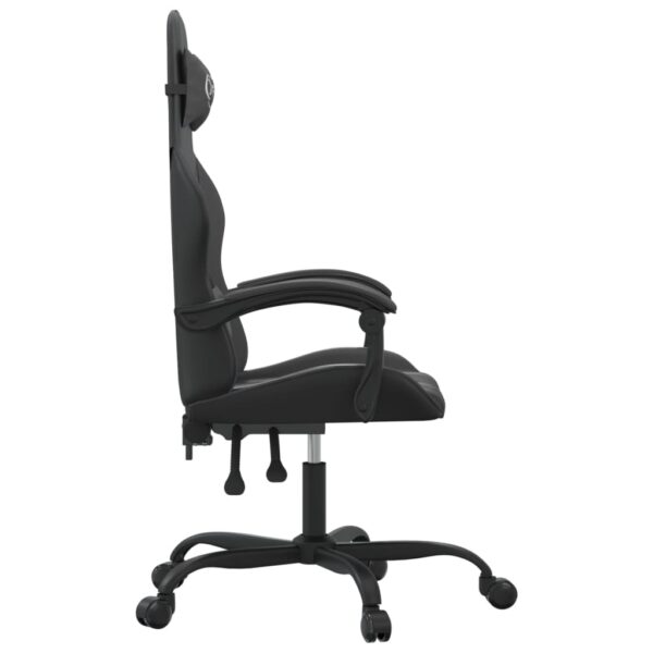 Obrotowy fotel gamingowy, czarno, sztuczna skóra - obrazek 4