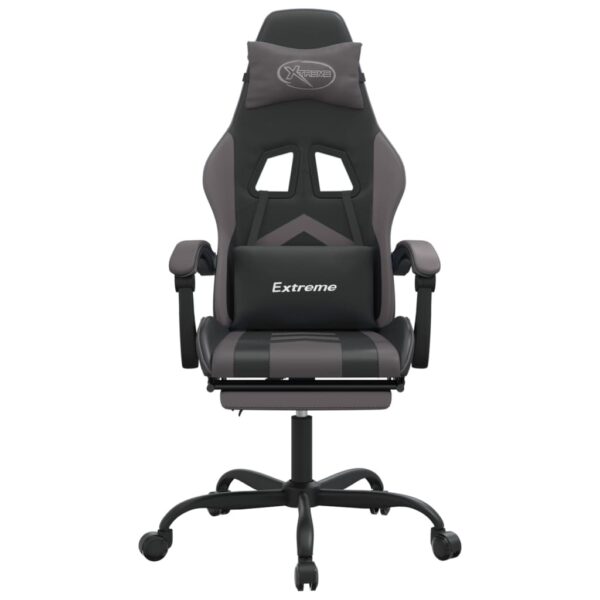 Obrotowy fotel gamingowy z podnóżkiem, czarno-szary - obrazek 3
