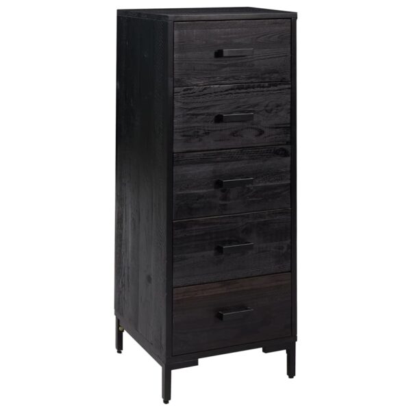 Komoda, czarna, 42x35x110 cm, lite drewno sosnowe - obrazek 2