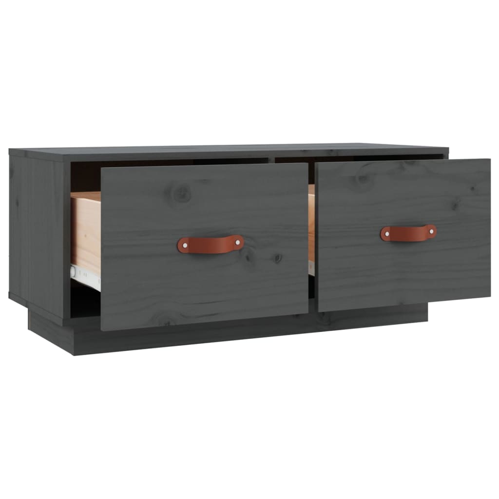 Szafka pod TV, szara, 80x34x35 cm, lite drewno sosnowe - obrazek 7