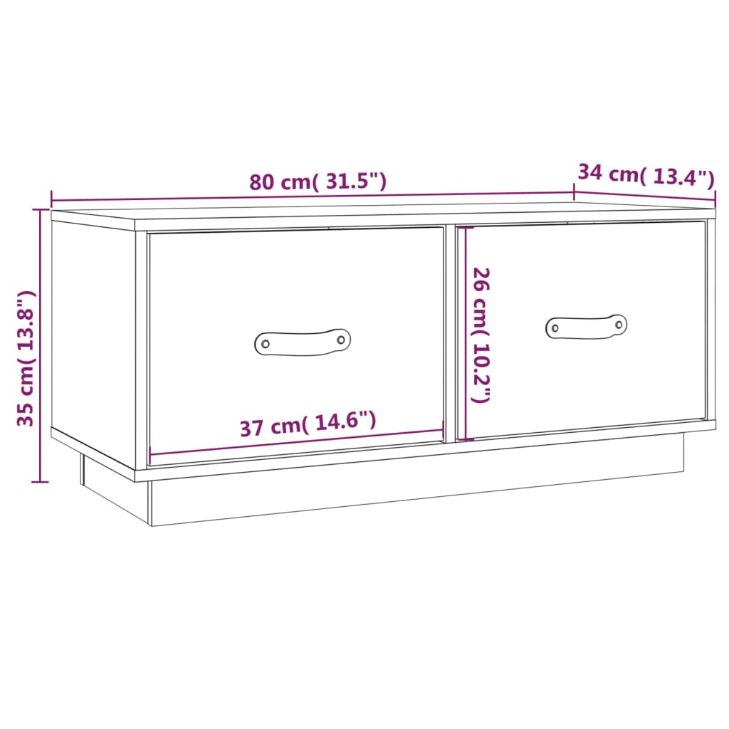 Szafka pod TV, szara, 80x34x35 cm, lite drewno sosnowe - obrazek 10