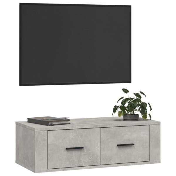 Wisząca szafka TV, szarość betonu, 80x36x25 cm - obrazek 4