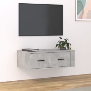 Wisząca szafka TV, szarość betonu, 80x36x25 cm