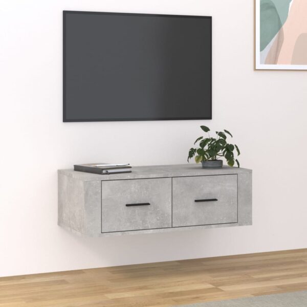 Wisząca szafka TV, szarość betonu, 80x36x25 cm