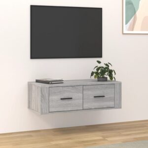 Wisząca szafka pod TV, szary dąb sonoma, 80x36x25 cm
