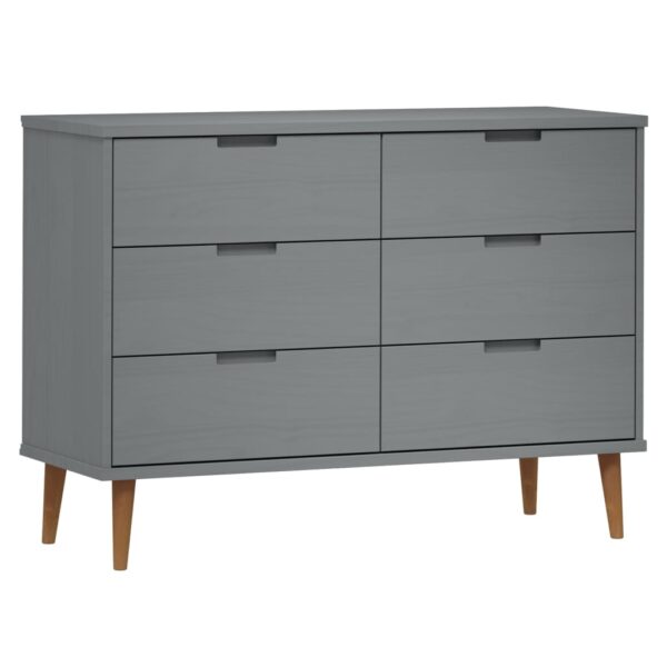 Komoda MOLDE, szara, 113x40x80 cm, lite drewno sosnowe - obrazek 2