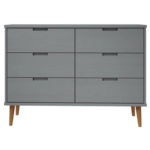 Komoda MOLDE, szara, 113x40x80 cm, lite drewno sosnowe - obrazek 4