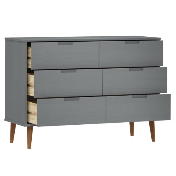Komoda MOLDE, szara, 113x40x80 cm, lite drewno sosnowe - obrazek 5