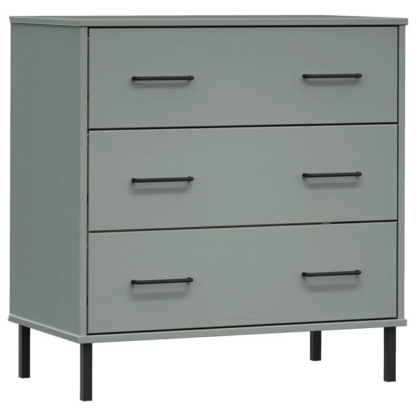 Komoda OSLO z 3 szufladami, szara, 77x40x79,5 cm, lite drewno - obrazek 2