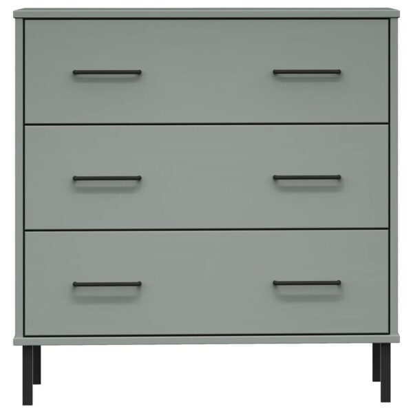 Komoda OSLO z 3 szufladami, szara, 77x40x79,5 cm, lite drewno - obrazek 4
