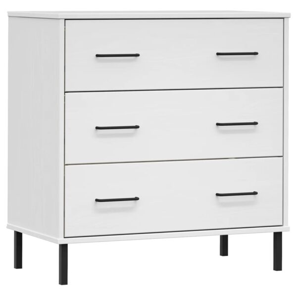 Komoda OSLO z 3 szufladami, biała, 77x40x79,5 cm, lite drewno - obrazek 2