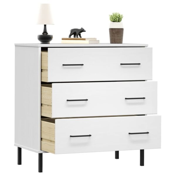 Komoda OSLO z 3 szufladami, biała, 77x40x79,5 cm, lite drewno - obrazek 3