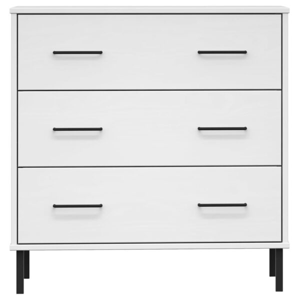 Komoda OSLO z 3 szufladami, biała, 77x40x79,5 cm, lite drewno - obrazek 4