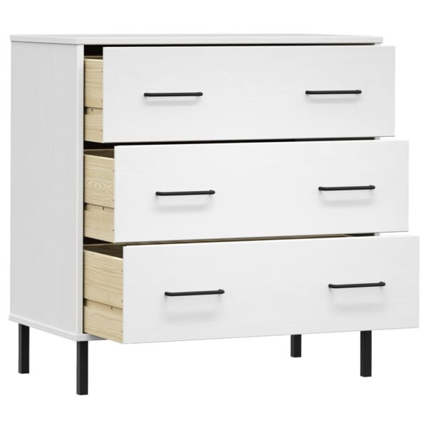 Komoda OSLO z 3 szufladami, biała, 77x40x79,5 cm, lite drewno - obrazek 5