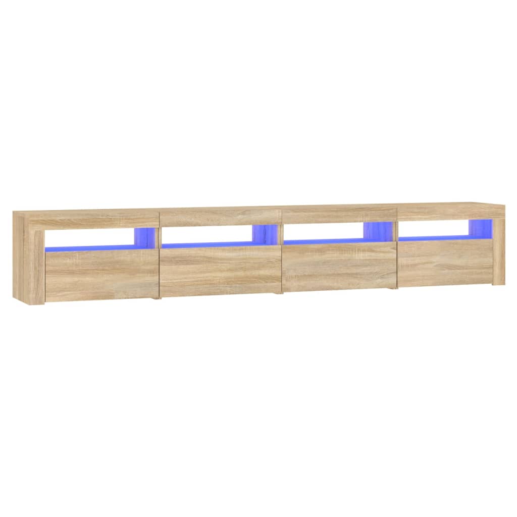 Szafka TV z oświetleniem LED, dąb sonoma, 240x35x40 cm - obrazek 2