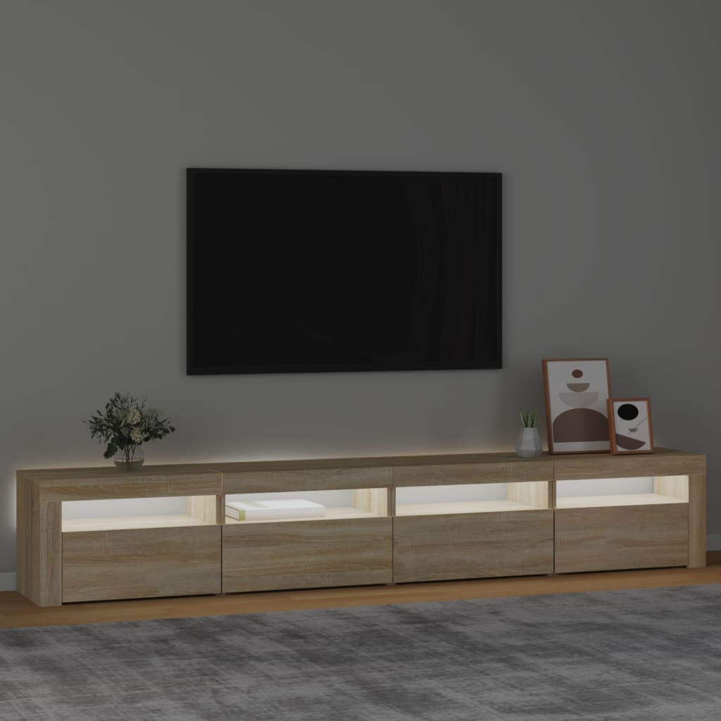 Szafka TV z oświetleniem LED, dąb sonoma, 240x35x40 cm - obrazek 3