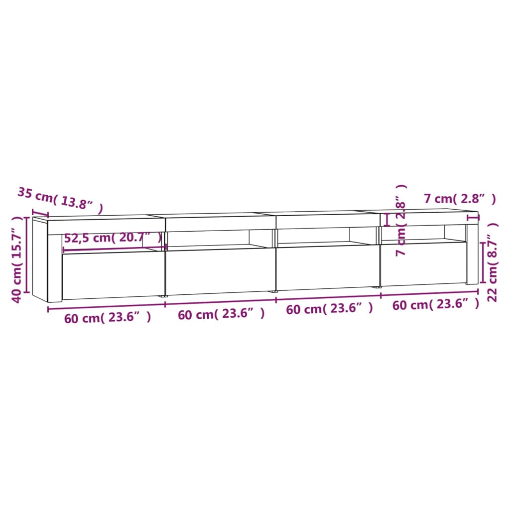 Szafka TV z oświetleniem LED, dąb sonoma, 240x35x40 cm - obrazek 12