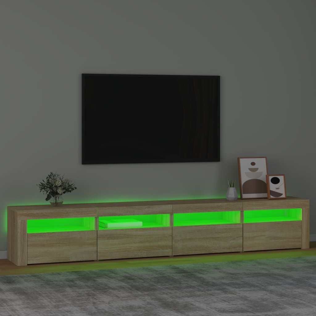 Szafka TV z oświetleniem LED, dąb sonoma, 240x35x40 cm - obrazek 4