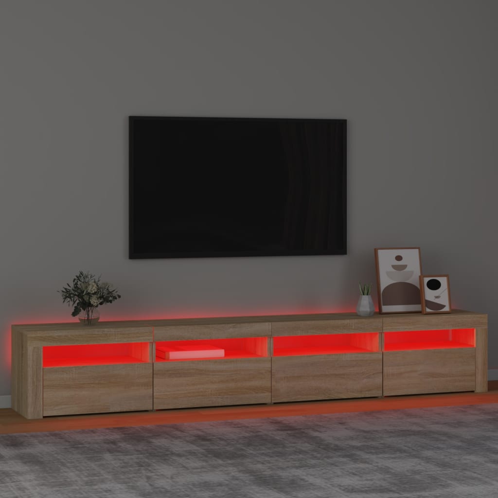 Szafka TV z oświetleniem LED, dąb sonoma, 240x35x40 cm - obrazek 5