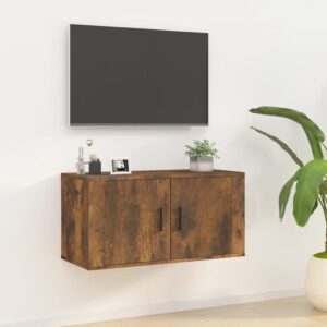Wisząca szafka telewizyjna, przydymiony dąb, 80x34,5x40 cm