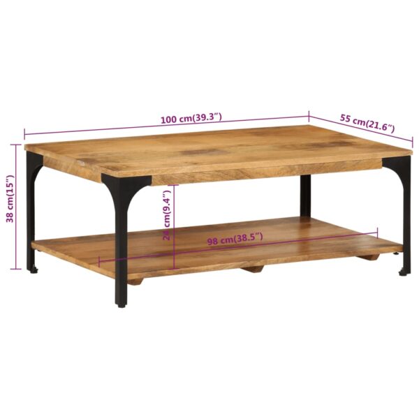 2-poziomowy stolik kawowy, 100x55x38 cm, drewno mango i stal - obrazek 7