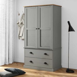 Szafa VIGO, szara, 90x55x170 cm, lite drewno sosnowe