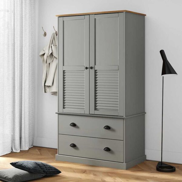 Szafa VIGO, szara, 90x55x170 cm, lite drewno sosnowe