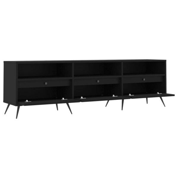 Szafka pod TV, czarna, 150x30x44,5 cm, materiał drewnopochodny - obrazek 6