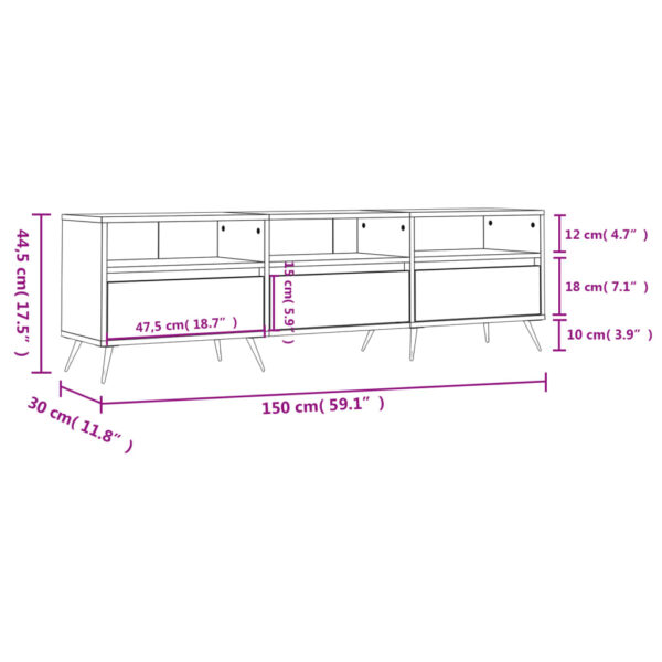 Szafka pod TV, czarna, 150x30x44,5 cm, materiał drewnopochodny - obrazek 11