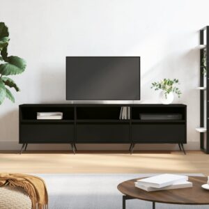 Szafka pod TV, czarna, 150x30x44,5 cm, materiał drewnopochodny