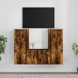 Zestaw 3 szafek TV, przydymiony dąb, materiał drewnopochodny