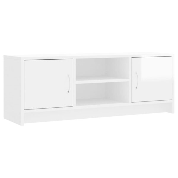 Szafka pod telewizor, wysoki połysk, biała, 102x30x37,5 cm - obrazek 2