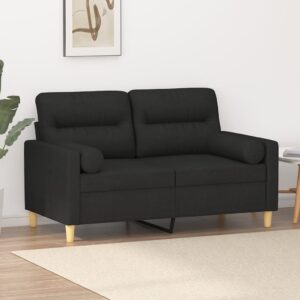 2-osobowa sofa z poduszkami, czarna, 120 cm, tkanina
