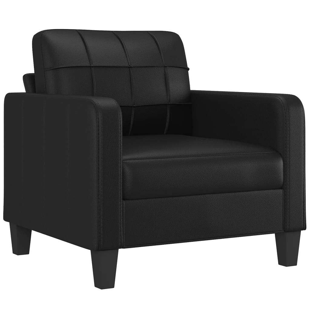 4-osobowa sofa z poduszkami, czarna, sztuczna skóra - obrazek 3
