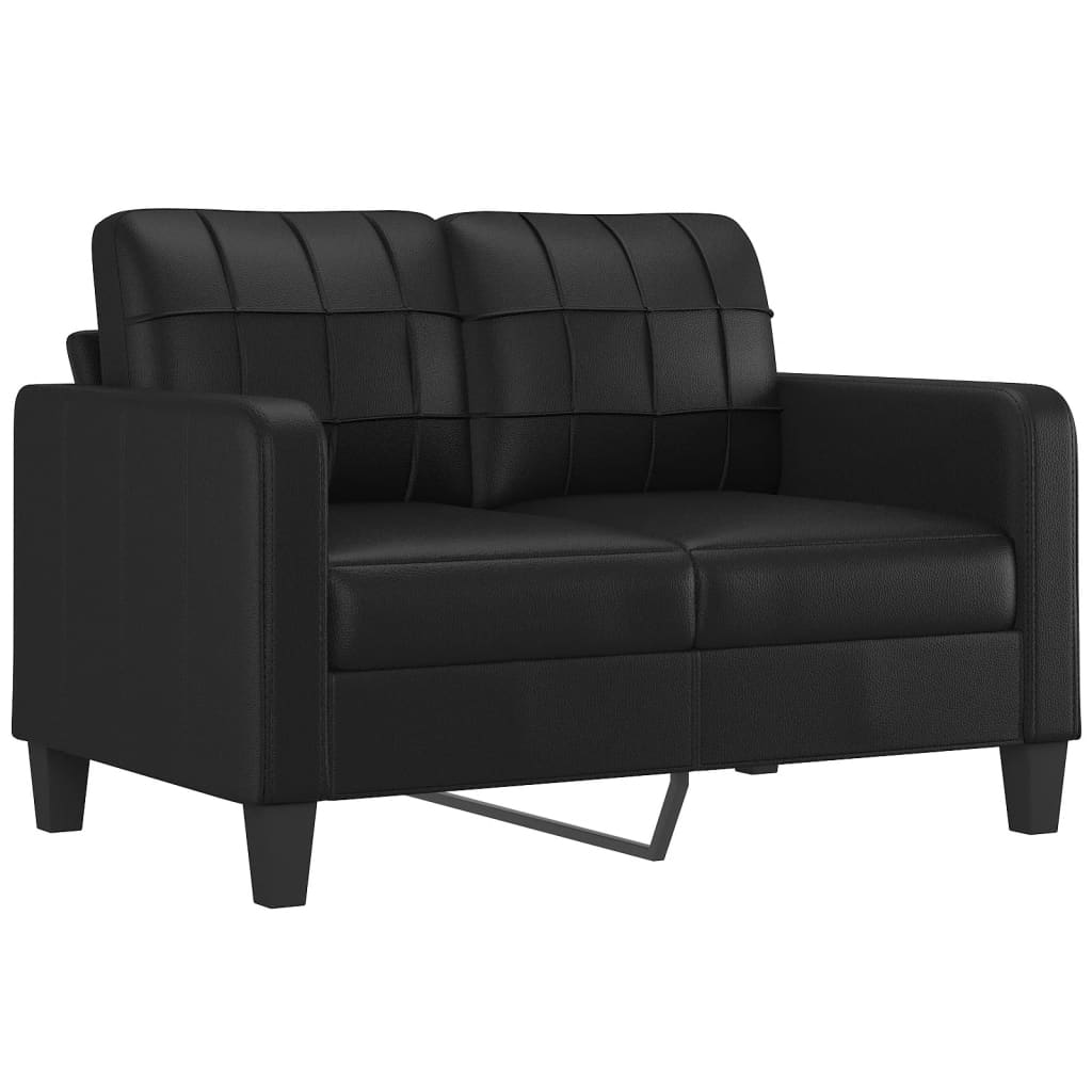 4-osobowa sofa z poduszkami, czarna, sztuczna skóra - obrazek 4