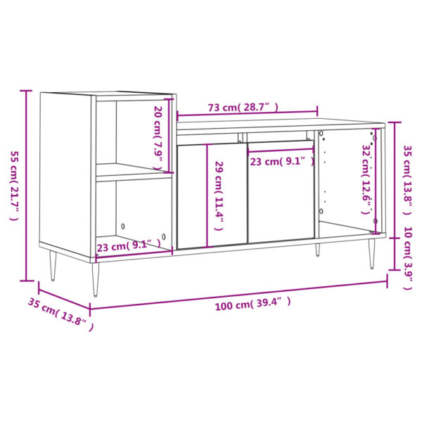 Szafka pod TV, czarna, 100x35x55 cm, materiał drewnopochodny - obrazek 12