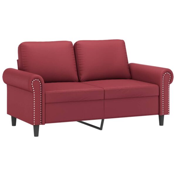 2-osobowa sofa, winna czerwień, 120 cm, sztuczna skóra - obrazek 2