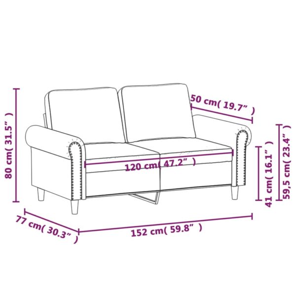 2-osobowa sofa, winna czerwień, 120 cm, sztuczna skóra - obrazek 8