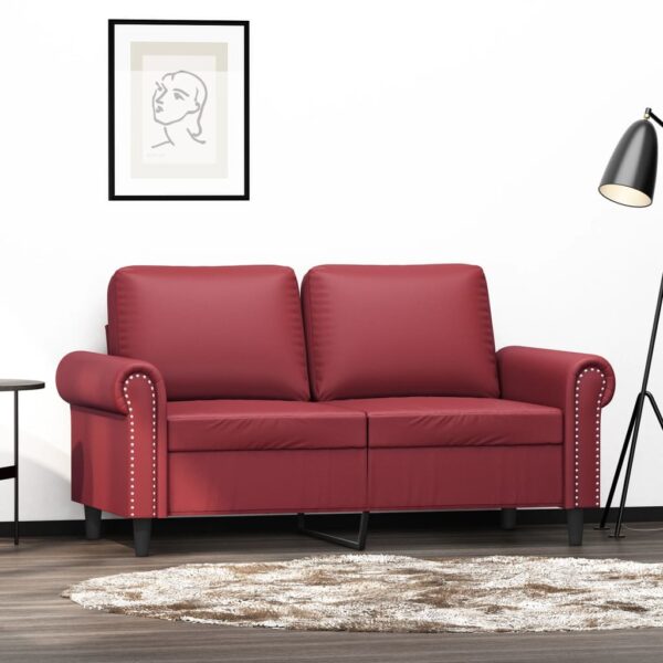 2-osobowa sofa, winna czerwień, 120 cm, sztuczna skóra