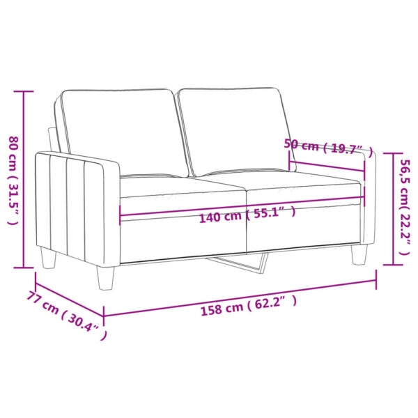2-osobowa sofa, winna czerwień, 140 cm, sztuczna skóra - obrazek 8