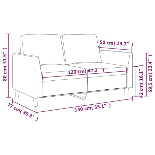 2-osobowa sofa, winna czerwień, 120 cm, sztuczna skóra - obrazek 8