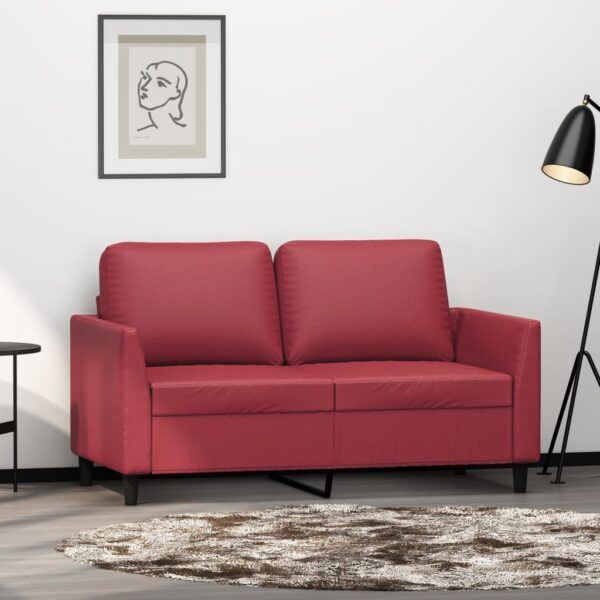 2-osobowa sofa, winna czerwień, 120 cm, sztuczna skóra