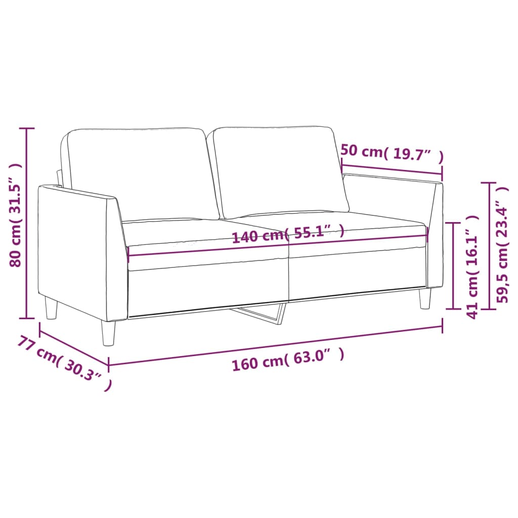 2-osobowa sofa, szary, 140 cm, sztuczna skóra - obrazek 8