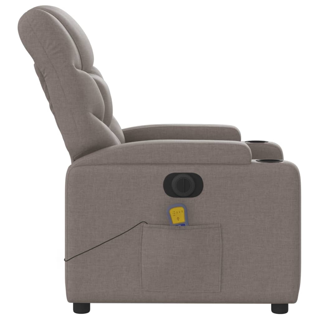 Rozkładany fotel masujący, elektryczny, kolor taupe, tkanina - obrazek 9
