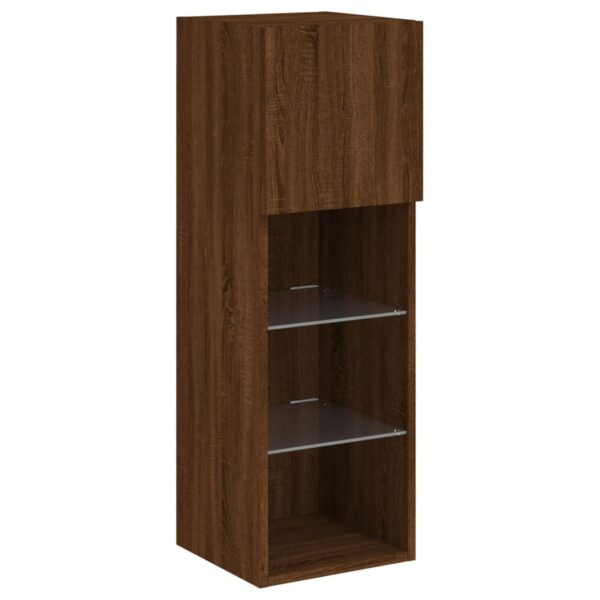 Szafki TV, z LED, 2 szt., brązowy dąb, 30,5x30x90 cm - obrazek 7