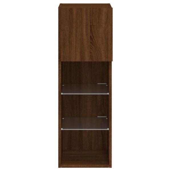 Szafki TV, z LED, 2 szt., brązowy dąb, 30,5x30x90 cm - obrazek 9