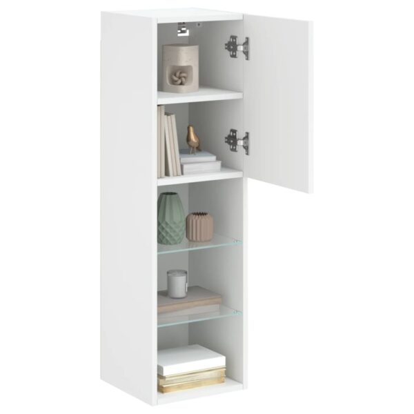 Szafki TV, z LED, 2 szt., białe, 30,5x30x102 cm - obrazek 5