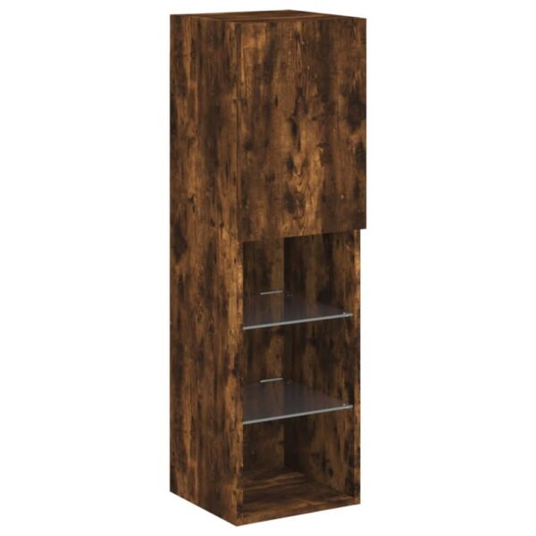 Szafki TV, z LED, 2 szt., przydymiony dąb, 30,5x30x102 cm - obrazek 7
